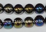 CAA851 15.5 inches 12mm round AB-color black agate beads