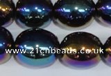 CAA854 15.5 inches 16*20mm egg-shaped AB-color black agate beads