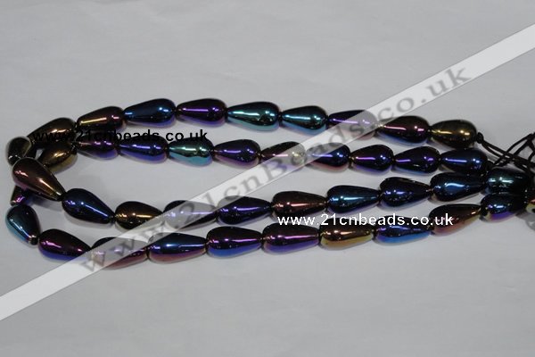 CAA856 15.5 inches 11*20mm teardrop AB-color black agate beads