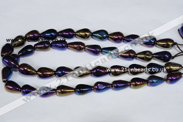 CAA857 15.5 inches 13*20mm teardrop AB-color black agate beads