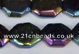 CAA862 15.5 inches 18*20mm octagonal AB-color black agate beads