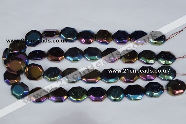 CAA862 15.5 inches 18*20mm octagonal AB-color black agate beads