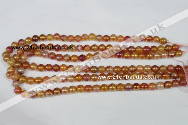 CAA869 15.5 inches 8mm round AB-color red agate beads