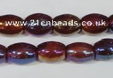 CAA878 15.5 inches 7*14mm rice AB-color red agate beads