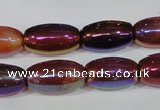 CAA879 15.5 inches 11*20mm rice AB-color red agate beads