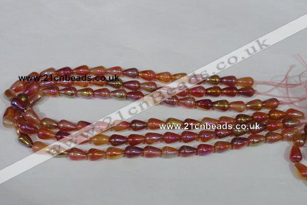 CAA880 15.5 inches 8*12mm teardrop AB-color red agate beads