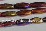 CAA882 15.5 inches 7*18mm faceted cuboid AB-color red agate beads