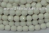 CAA92 15.5 inches 4mm faceted round white agate gemstone beads