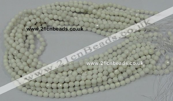 CAA92 15.5 inches 4mm faceted round white agate gemstone beads