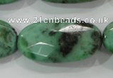 CAA94 15.5 inches 20*40mm faceted oval grass agate gemstone beads