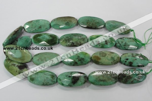 CAA94 15.5 inches 20*40mm faceted oval grass agate gemstone beads