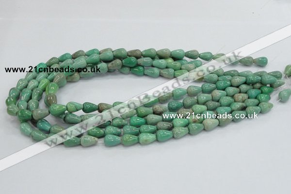 CAB03 15.5 inches 8*12mm teardrop green grass agate gemstone beads