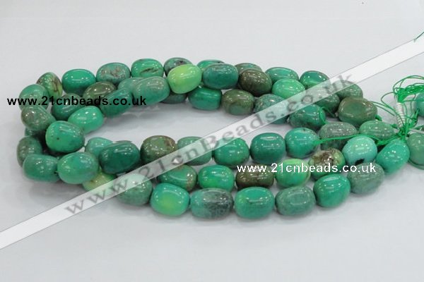 CAB04 15.5 inches 12*20mm nugget green grass agate gemstone beads