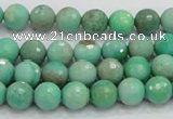 CAB07 15.5 inches 8mm faceted round green grass agate gemstone beads