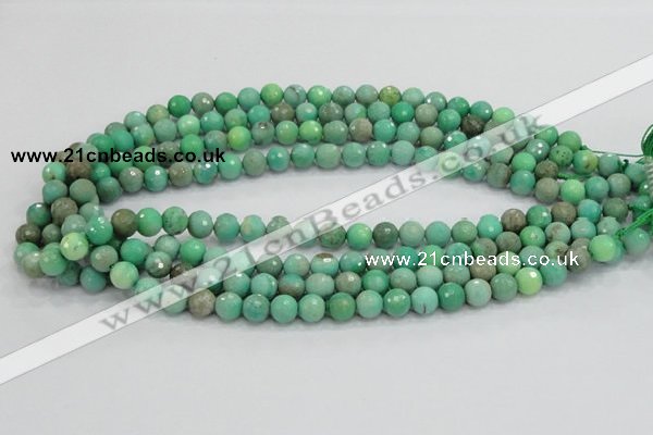 CAB07 15.5 inches 8mm faceted round green grass agate gemstone beads