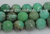 CAB09 15.5 inches 12mm faceted round green grass agate gemstone beads