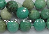 CAB10 15.5 inches 14mm faceted round green grass agate gemstone beads