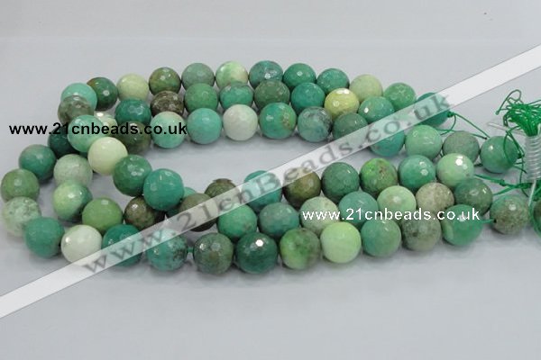 CAB11 15.5 inches 16mm faceted round green grass agate gemstone beads