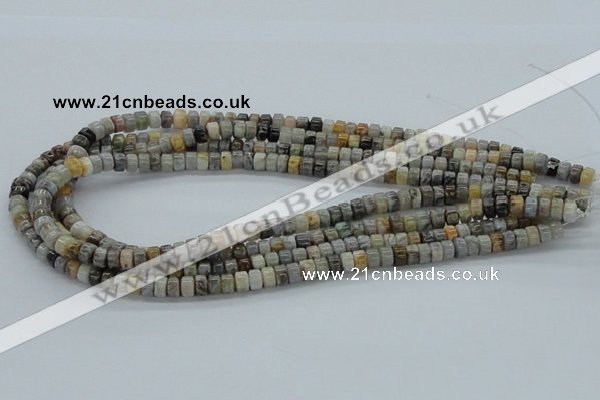 CAB138 15.5 inches 4*6mm roundel bamboo leaf agate beads