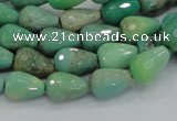 CAB14 15.5 inches 8*12mm faceted teardrop green grass agate beads