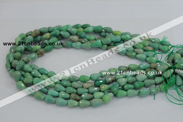 CAB14 15.5 inches 8*12mm faceted teardrop green grass agate beads