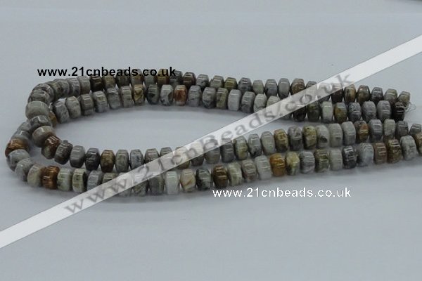 CAB140 15.5 inches 7*10mm roundel bamboo leaf agate beads