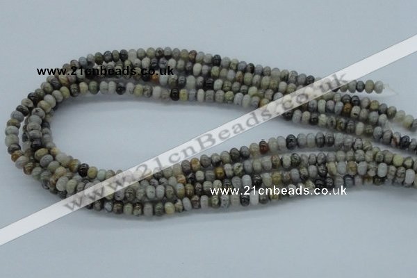 CAB141 15.5 inches 4*6mm rondelle bamboo leaf agate beads