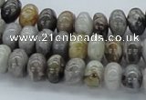 CAB142 15.5 inches 6*10mm rondelle bamboo leaf agate beads