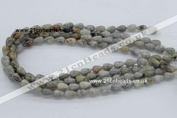 CAB143 15.5 inches 8*12mm teardrop bamboo leaf agate beads