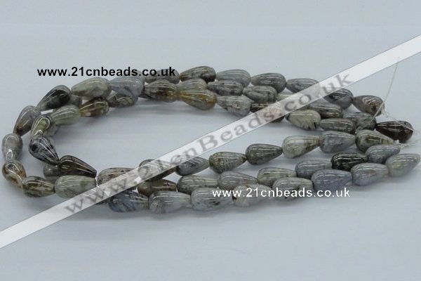 CAB144 15.5 inches 10*18mm teardrop bamboo leaf agate beads