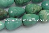 CAB15 15.5 inches 12*18mm faceted teardrop green grass agate beads