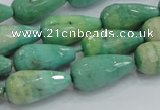 CAB16 15.5 inches 10*20mm faceted teardrop green grass agate beads