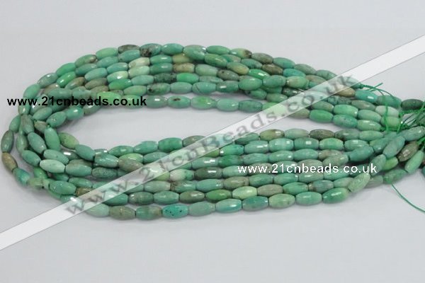 CAB18 15.5 inches 6*12mm faceted rice green grass agate beads