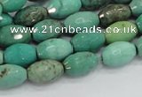 CAB19 15.5 inches 8*12mm faceted rice green grass agate beads