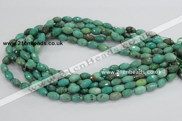 CAB19 15.5 inches 8*12mm faceted rice green grass agate beads