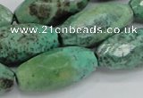 CAB21 15.5 inches 14*30mm faceted rice green grass agate beads