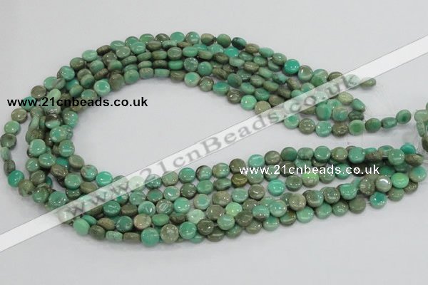 CAB25 15.5 inches 8mm coin green grass agate gemstone beads