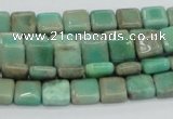 CAB26 15.5 inches 8*8mm square green grass agate gemstone beads