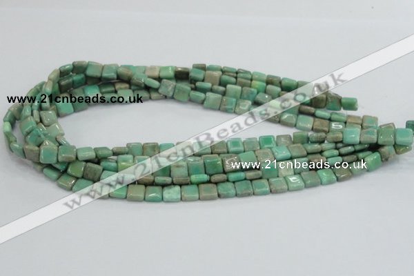 CAB26 15.5 inches 8*8mm square green grass agate gemstone beads