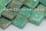 CAB28 15.5 inches 16*16mm diamond green grass agate gemstone beads