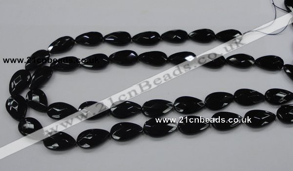CAB316 15.5 inches 12*20mm faceted teardrop black agate gemstone beads