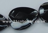 CAB317 15.5 inches 30*40mm faceted teardrop black agate gemstone beads