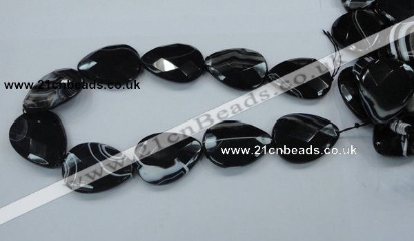 CAB317 15.5 inches 30*40mm faceted teardrop black agate gemstone beads