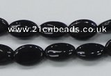 CAB318 15.5 inches 8*12mm oval black agate gemstone beads wholesale