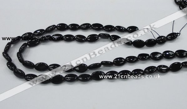 CAB318 15.5 inches 8*12mm oval black agate gemstone beads wholesale