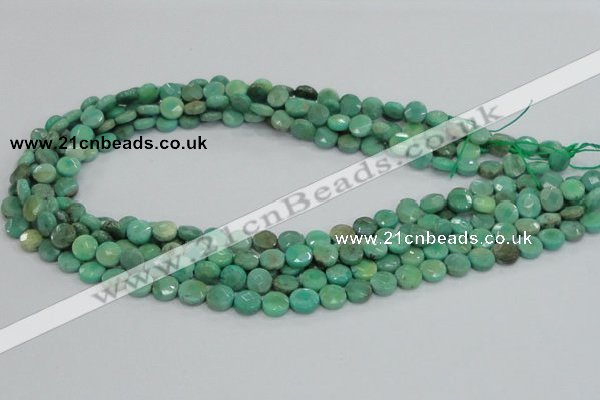 CAB32 15.5 inches 8mm faceted coin green grass agate gemstone beads