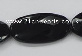 CAB321 15.5 inches 20*40mm faceted oval black agate gemstone beads