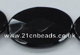 CAB323 15.5 inches 35*50mm faceted oval black agate gemstone beads