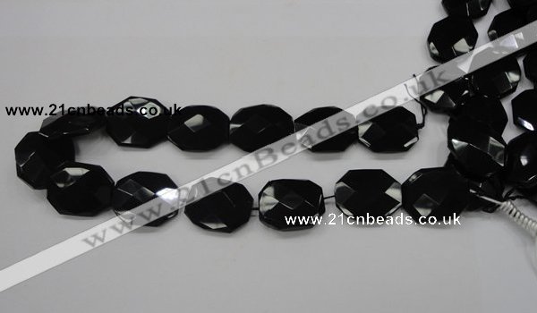 CAB326 15.5 inches 25*30mm faceted octagonal black agate gemstone beads