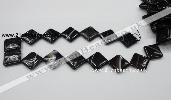 CAB327 15.5 inches 20*20mm diamond black agate gemstone beads